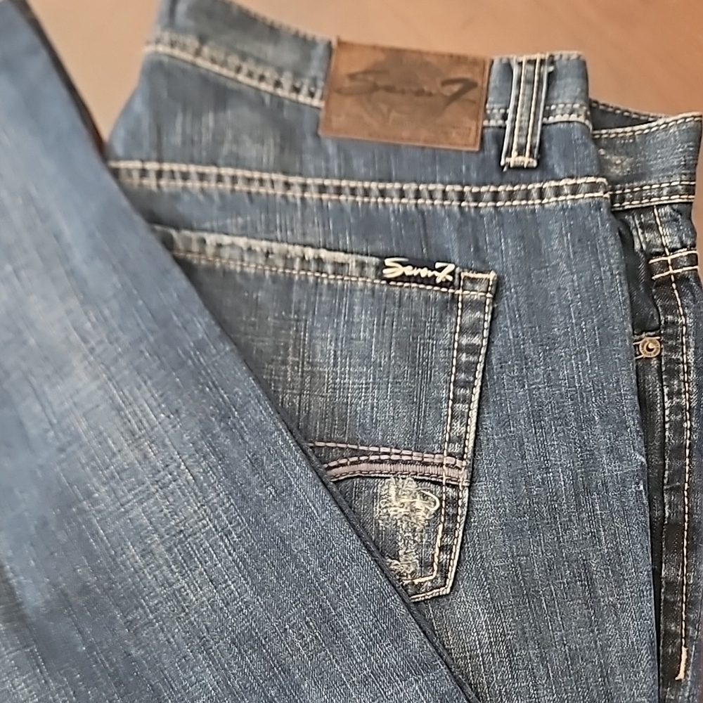7 For All Mankind Blue Straight Jeans